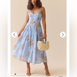 NWT Altar'd State Pale Blue Floral Midi Dress